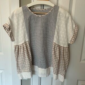 Handmade linen look/eyelet blouse